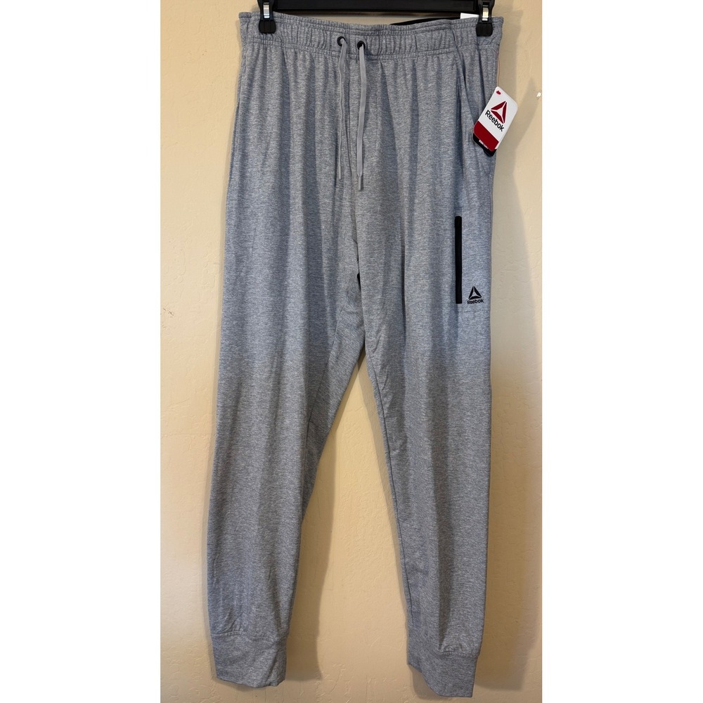 Reebok Joggers Men Medium Grey Slim Fit RBK-DRY Legacy Pants NEW